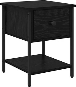 vidaXL Éjjeli asztal fiókkal Fekete tölgy 34 x 35,5 x 45 cm Faanyag