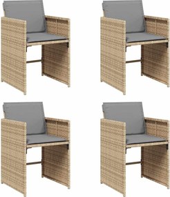 vidaXL 4 db vegyes bézs polyrattan kerti szék párnával