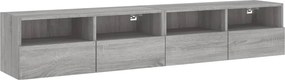 vidaXL 2 db szürke sonoma szerelt fa fali TV-szekrény 80 x 30 x 30 cm