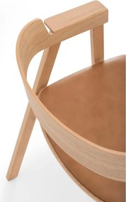 Barna-natúr színű bőr karfás étkezőszék Flip – Gazzda