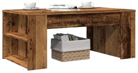 antik fa színű szerelt fa dohányzóasztal 102 x 55 x 42 cm