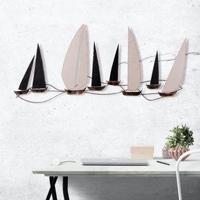 Fali dekoráció 52x117 cm fém vitorlás hajó