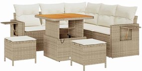 vidaXL Kerti Kanapé Szett párnával 8 pcs Bézs polirattan