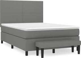 vidaXL sötétszürke szövet rugós ágy matraccal 140 x 190 cm