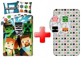 Minecraft Színes ágyneműhuzat és gumis lepedő szett