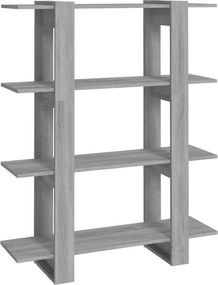 vidaXL szürke sonoma színű térelválasztó könyvszekrény 100x30x123,5 cm