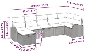 7 darabos kertiszófa szett párnákkal Barna Poli Rattan