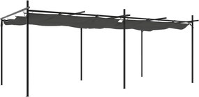 vidaXL antracitszürke pergola behúzható tetővel 589 x 292 x 230 cm