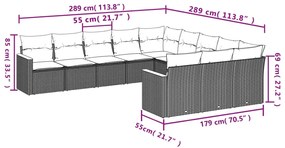 11 részes bézs polyrattan kerti ülőgarnitúra párnákkal