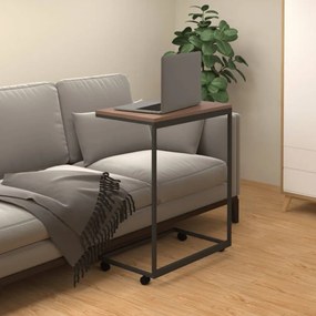 fekete szerelt fa kisasztal kerekekkel 55x35x70 cm