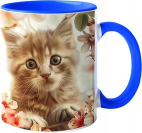 Csodálatos Bögre Macska Virágokkal Páratlan Színek "3D hatás" 330ml.