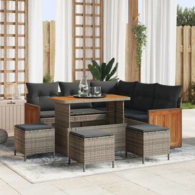Kerti Kanapé Szett 8 pcs Szürke Sötétszürke 110 x 55 x 71 cm