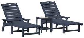 3 darabos kerti lounge szett tengerészkék HDPE