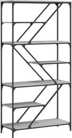 vidaXL szürke sonoma szerelt fa és acél könyvespolc 91x36x176 cm