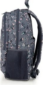 Hátizsák, iskolatáska, cipzáras, GABOL Secret, szürke, virágmintás (GA238096L)