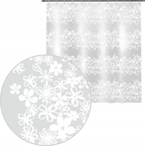 Zuhanyfüggöny 180x200 Tejfehér Fürdőszobai Virágok Peva Ellenálló