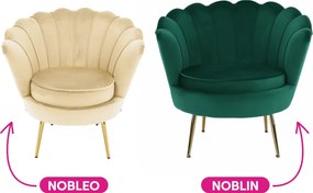 Art-deco stílusú fotel, bézs Velvet szövet/gold arany króm, NOBLEO