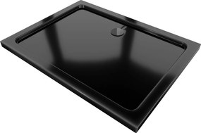 Mexen Lapos, akril zuhanytálca 90x80x5 cm SLIM, fekete, fekete szifon, 40708090B