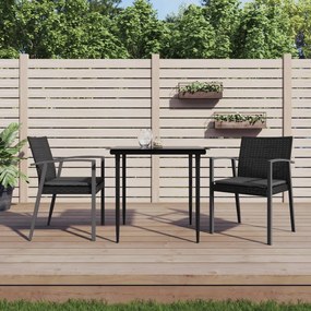 vidaXL 2 db fekete polyrattan kerti szék párnával 56,5 x 57 x 83 cm