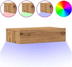 vidaXL 2 db kézműves tölgyszínű TV-szekrény LED-lámpákkal 60x35x15,5cm