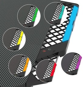 Gaming asztal FALCON LED RGB háttérvilágítással 116x60 cm fekete