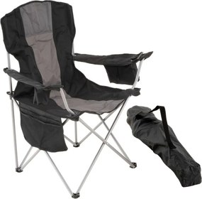Összecsukható kempingszék XL hűtőtáskával fekete/szürke