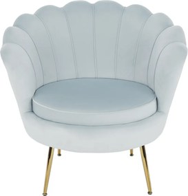 Fotel Art-deco stílusban, szürke-kék Velvet anyag/gold chróm-arany, NOBLIN