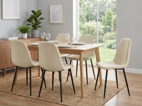 Bézs bársony szék ASTI fekete lábakkal