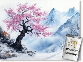 Fotótapéta Flizelina Tájkép Hegyek Csúcsok Cseresznyefa Tél 416x290 ragasztó