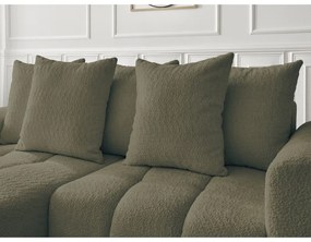 Khaki buklé kinyitható-tárolóhelyes sarokkanapé (bal oldali-heverő résszel) Roxelane – Bobochic Paris