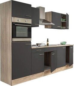 Yorki 270 konyhabútor sonoma tölgy korpusszal, selyemfényű antracit fronttal