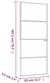fehér edzett üveg és alumínium vékony beltéri ajtó 83x201,5 cm