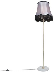 Állólámpa sárgarézzel, Granny búrával fekete-szürke 45 cm - Kaso