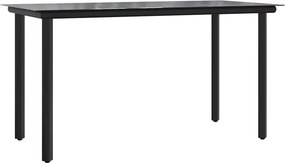 vidaXL fekete acél és edzett üveg kerti étkezőasztal 200 x 100 x 74 cm