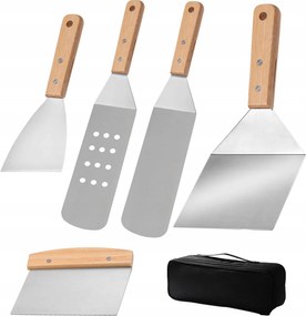 Grill Kiegészítők Rozsdamentes Acél Szett 5IN1 Eszközök Tok