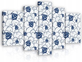 Vászonkép 170x100 Tenger hullámok hajók vitorlások tengeri stílus absztrakt fal