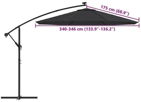 fekete konzolos napernyőponyva 350 cm