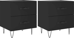vidaXL 2 db fekete szerelt fa és vas éjjeliszekrény 40 x 35 x 47,5 cm