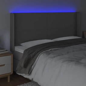 szürke műbőr LED-es fejtámla 163x16x118/128 cm