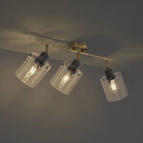 Design mennyezeti spotlámpa bronz színben, átlátszó üveggel, 3-lámpás - Domo
