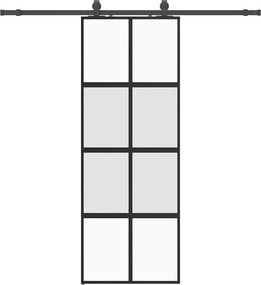 vidaXL fekete edzett üveg tolóajtó fémszerelék szettel 76x205 cm