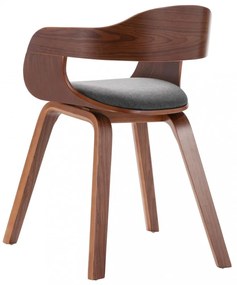 vidaXL hajlított fa és sötétszürke szövet étkezőszék