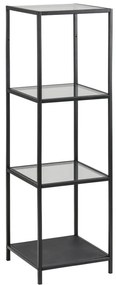 Fekete üveg polcos állvány 35x120 cm Seaford – Actona