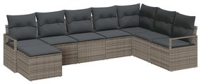 Kerti Kanapé Szett 8 pcs Szürke Poli rattan, porfestett acél