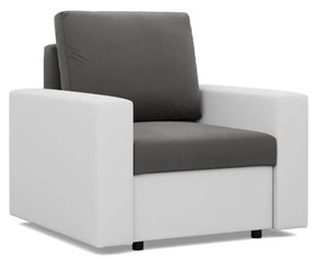 Panama fotel, bársony + műbőr, szürke - fehér
