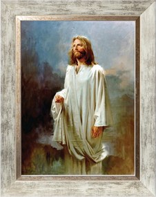 Jézus Krisztus Vallásos Vászonkép Fehér Keretben, 30X40