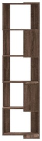 5 szintes barna tölgy szerelt fa sarok könyvespolc 50x50x179 cm
