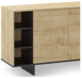 Natúr színű alacsony komód tölgyfa dekorral 170x80 cm Cequoia – Marckeric