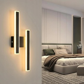 Lampa Scienna Kinkiet Led Czarna Nowoczesna Korytarz Do Salonu 3000K 32W