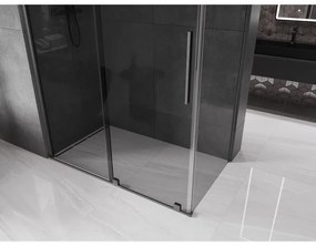 Mexen Velar, tolóajtós zuhanykabin 160 x 85 cm, 8mm szürke üveg, polírozott grafit, 871-160-085-41-66